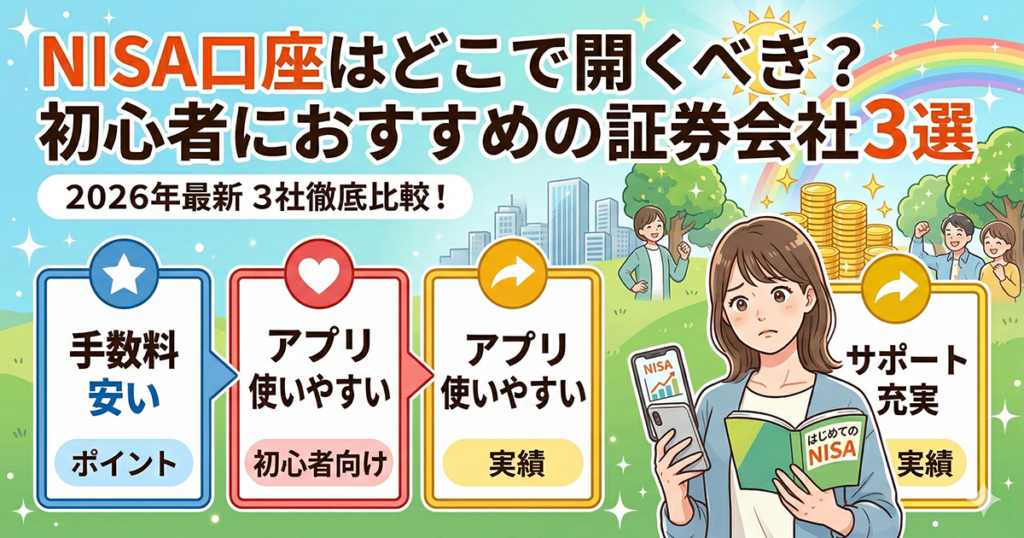 NISA口座はどこで開くべき？初心者におすすめの証券会社3選のアイキャッチ画像