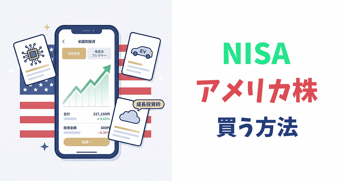 NISAで米国個別株を購入する手順のイラスト