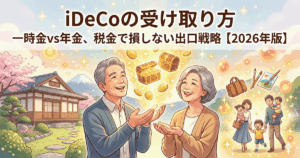 20代・30代でiDeCoは必要？NISAを優先すべきケースとは【2026年版】のアイキャッチ画像。資産運用に悩む女性と、NISAやiDeCoを活用して明るい未来を描く男性のイラスト。