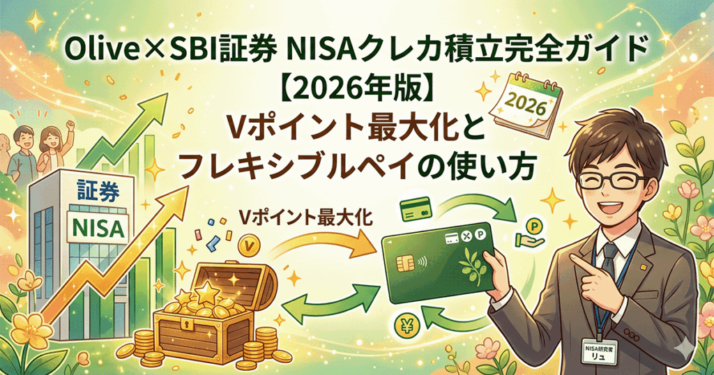 OliveとSBI証券を連携したNISAクレカ積立でVポイントを最大化する方法を解説するアイキャッチ画像
