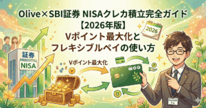 OliveとSBI証券を連携したNISAクレカ積立でVポイントを最大化する方法を解説するアイキャッチ画像