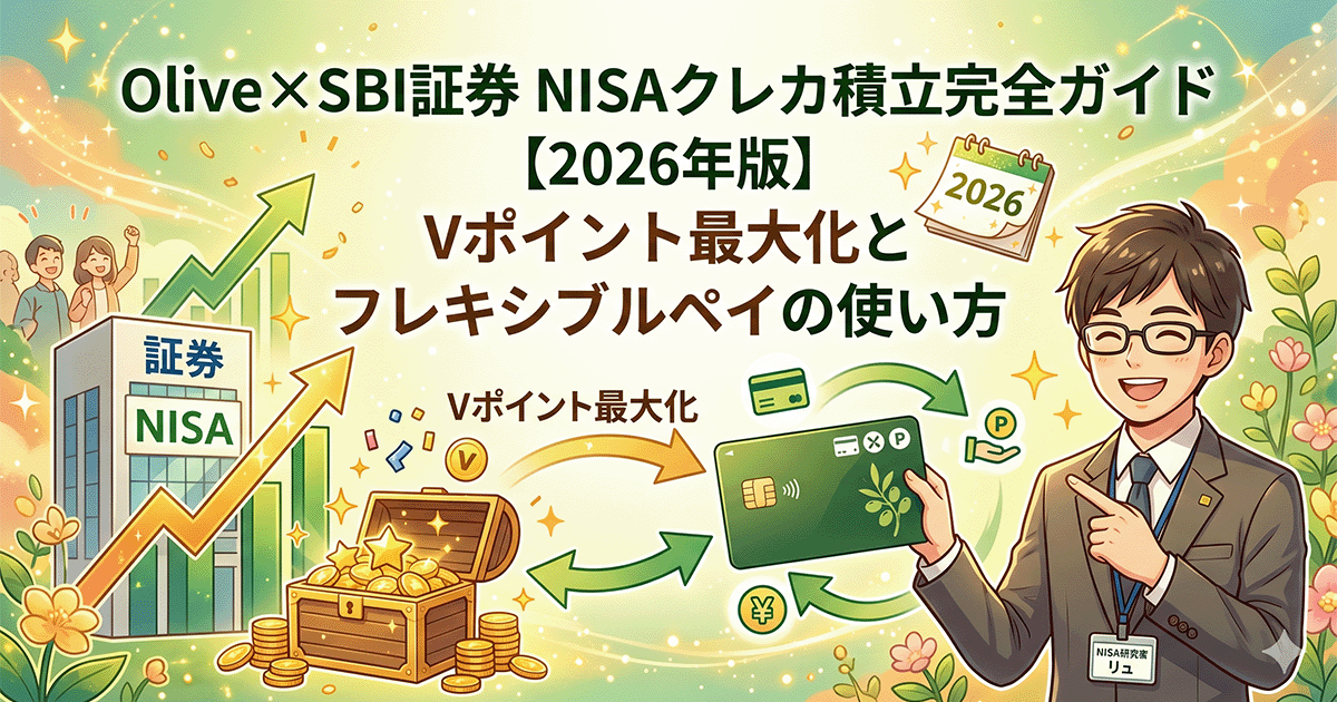 OliveとSBI証券を連携したNISAクレカ積立でVポイントを最大化する方法を解説するアイキャッチ画像
