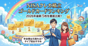 2026年最新版！NISAクレカ積立におすすめのゴールドカード5枚ランキングと年会費比較を解説するアイキャッチ画像