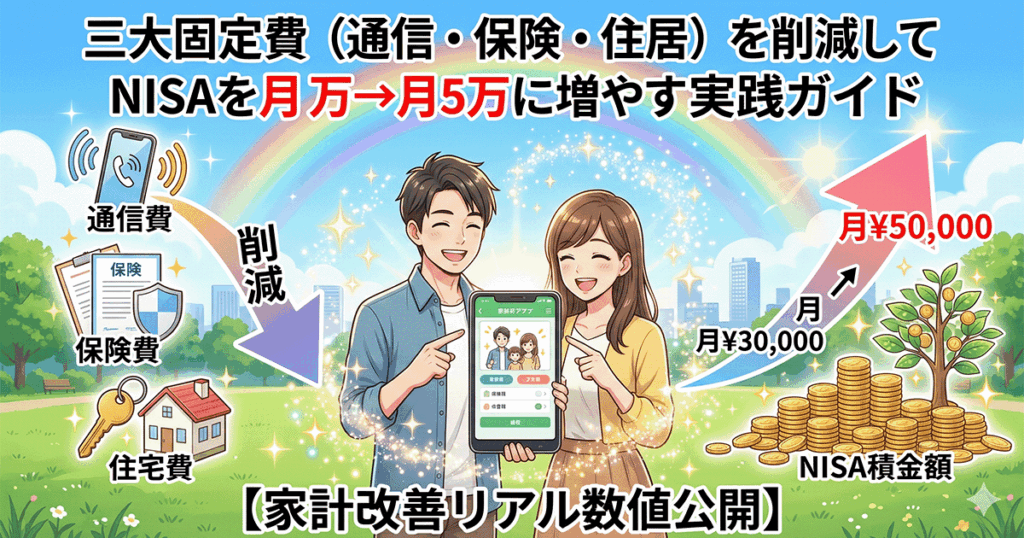 三大固定費（通信・保険・住居）を削減してNISAを月3万→月5万に増やす実践ガイド【家計改善リアル数値公開】