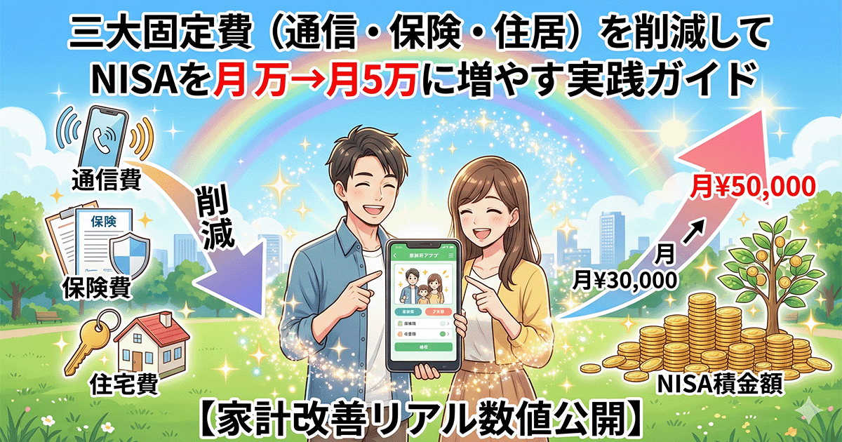 三大固定費（通信・保険・住居）を削減してNISAを月3万→月5万に増やす実践ガイド【家計改善リアル数値公開】