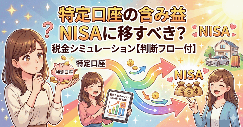 特定口座の含み益をNISAに移すべき？月10万円×20年の税金シミュレーション【乗り換え判断フロー付き】
