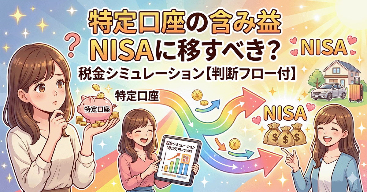 特定口座の含み益をNISAに移すべき？月10万円×20年の税金シミュレーション【乗り換え判断フロー付き】
