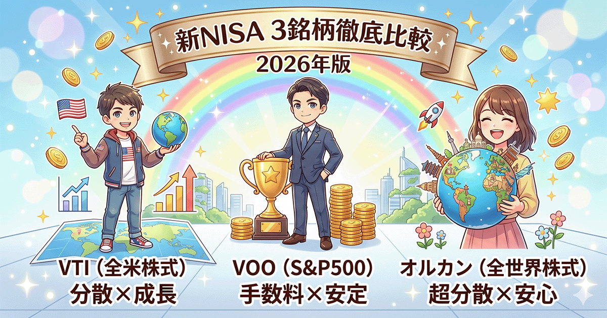 新NISAで選ぶVTI・VOO・オルカン徹底比較｜手数料×分散性×2026年リターンで最適解【3銘柄比較2026年版】