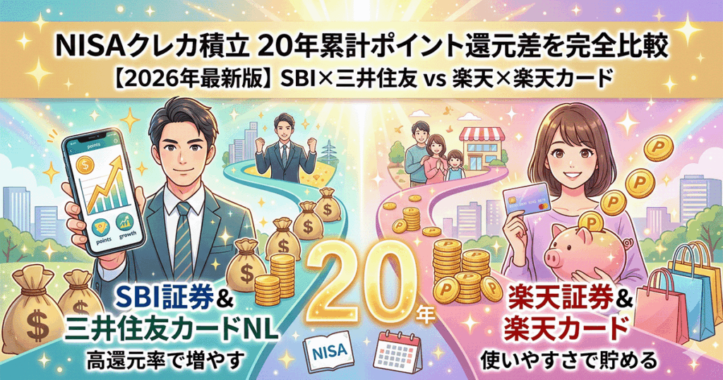 SBI×三井住友NL vs 楽天×楽天カード｜NISAクレカ積立20年累計ポイント還元差を完全比較【2026年版】