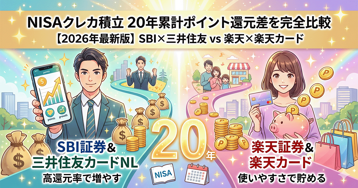 SBI×三井住友NL vs 楽天×楽天カード｜NISAクレカ積立20年累計ポイント還元差を完全比較【2026年版】