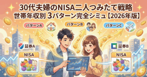 30代夫婦のNISA二人つみたて戦略｜世帯年収別「月額配分×銘柄分散×証券分散」3パターン完全シミュ【2026年版】
