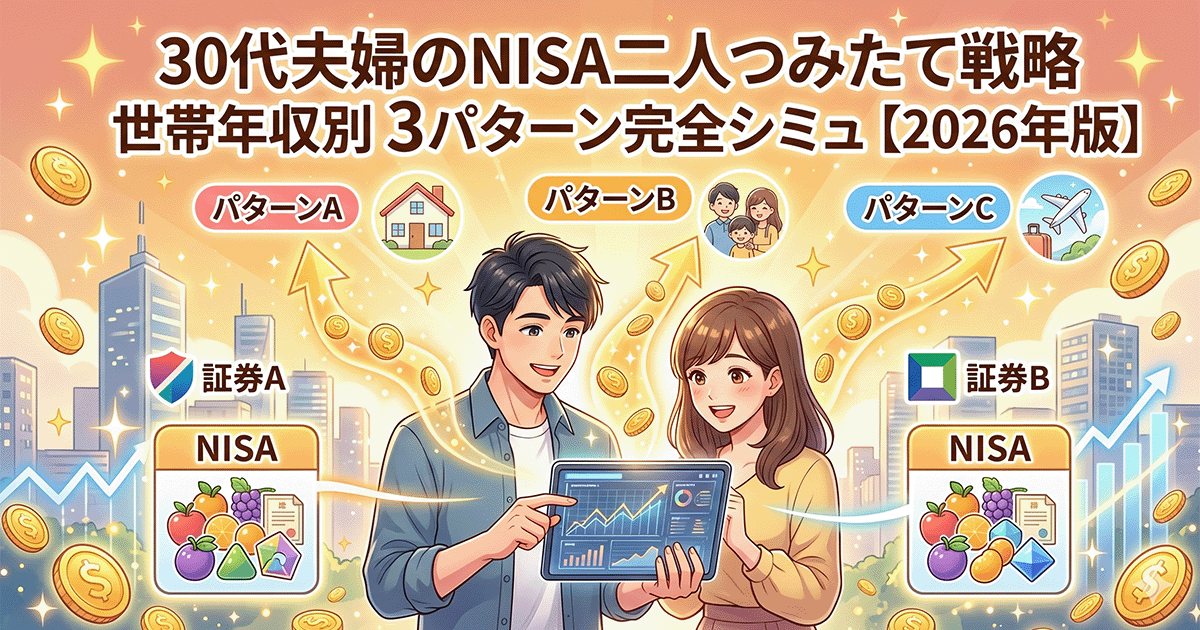 30代夫婦のNISA二人つみたて戦略|世帯年収別「月額配分×銘柄分散×証券分散」3パターン完全シミュ【2026年版】
