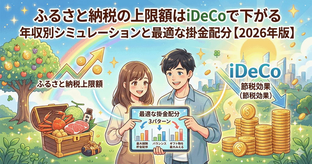 ふるさと納税の上限額はiDeCoで下がる｜年収別 同時シミュレーション早見表と「最適な掛金配分」3パターン【2026年版】