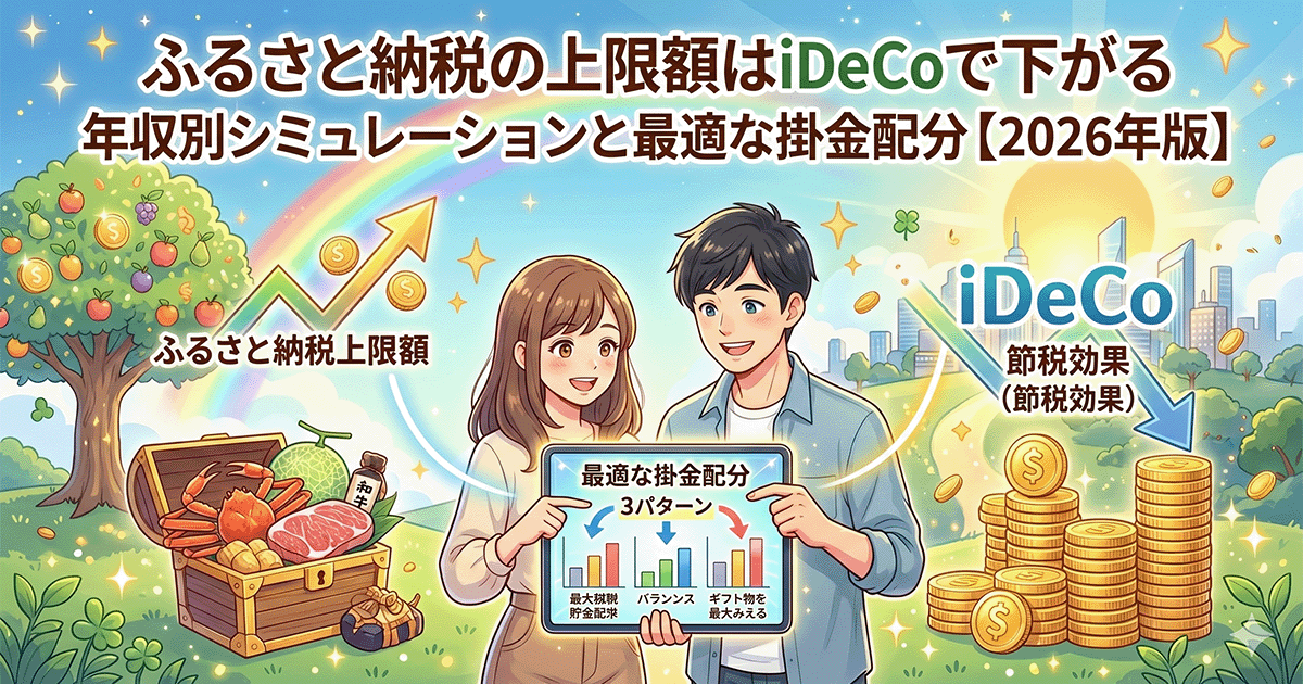 ふるさと納税の上限額はiDeCoで下がる｜年収別 同時シミュレーション早見表と「最適な掛金配分」3パターン【2026年版】