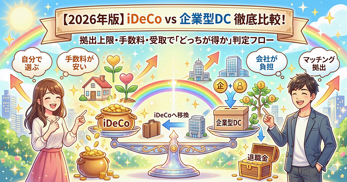 【2026年版】iDeCo vs 企業型DC 徹底比較|年金種別×拠出上限×手数料×受取で「どっちが得か」判定フロー
