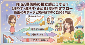 NISA暴落時に積立額は「増やす？減らす？止める？」3択判定フロー｜過去40年データと実体験で導く具体行動【2026年版】