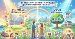 クレカ積立とiDeCo どっち優先？2026年改正後の還元率・節税・流動性で判定する正解パターン