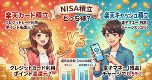 楽天カード vs 楽天キャッシュ NISA積立どっち得？還元率比較【2026年版・20年累計シミュ】