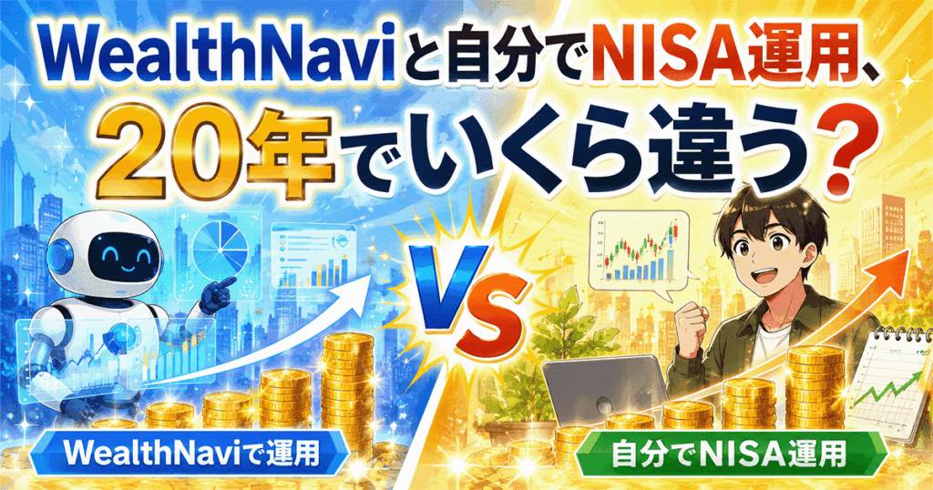 WealthNaviと自分でNISA運用を4軸で比較した図解